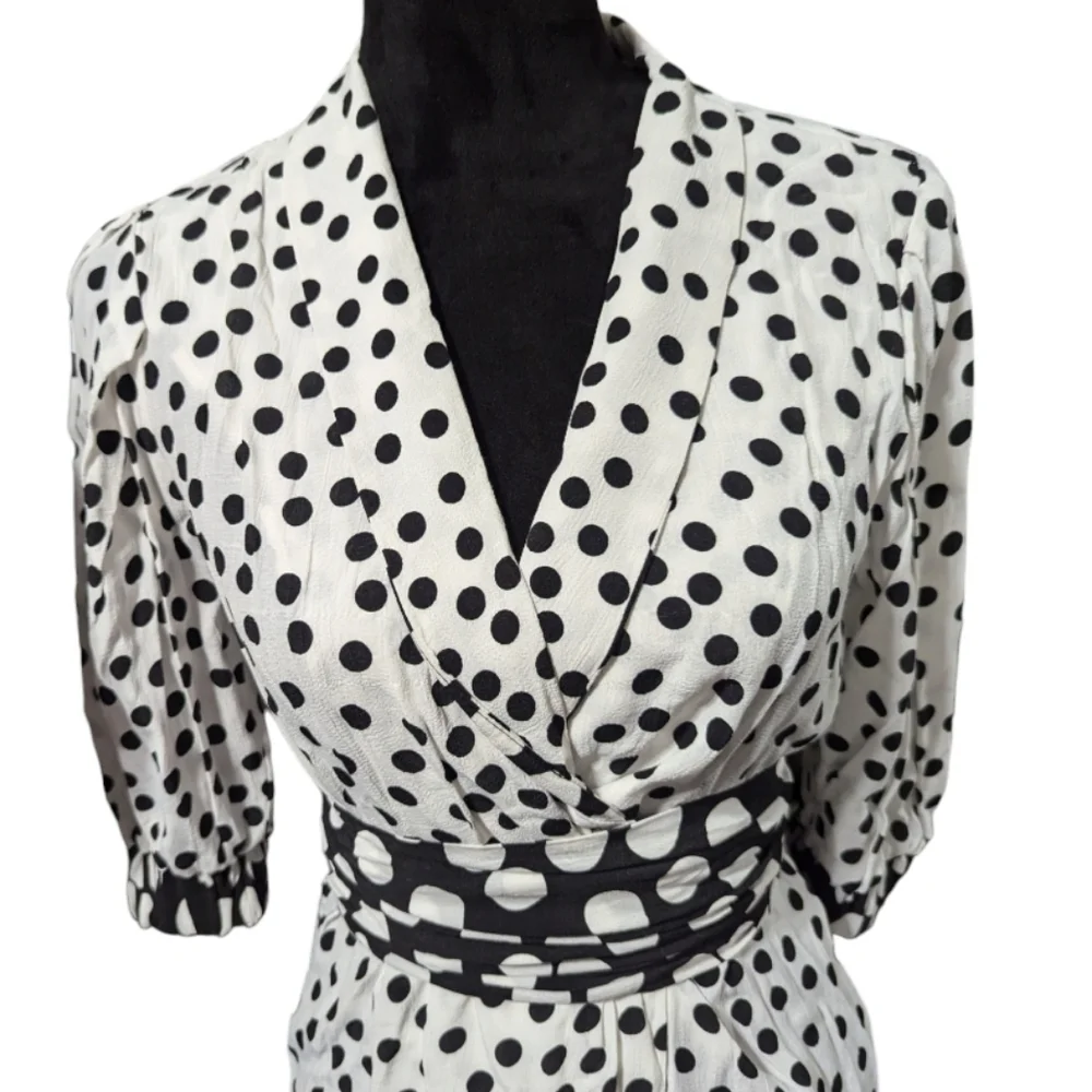 Zara TRF Viral Polka Dot Wrap Blouse with 3/4 Puff Sleeves